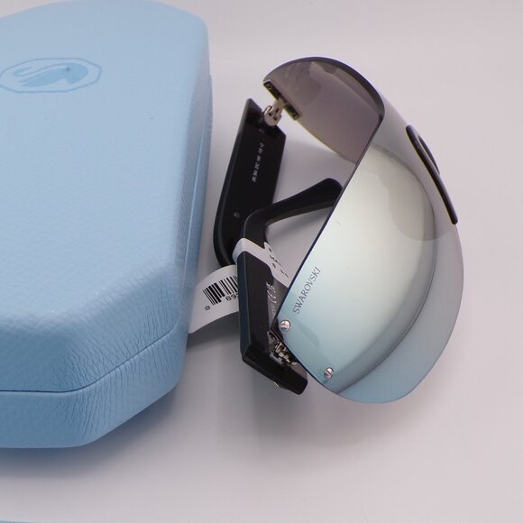 Swarovski Crystal Detail Mirrored Rimless Shield, Lightweight Wraparound SK0364 main image 6
